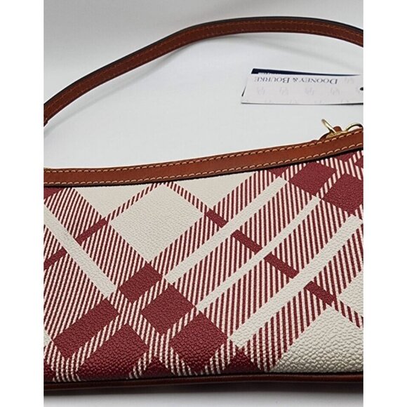 Rare New Dooney & Bourke Cranberry Red Ivory Plaid Wristlet Handbag Gold… - Picture 6 of 10